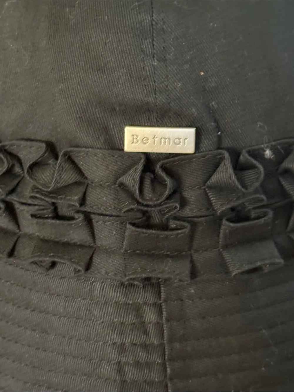 Betmar Black Ruffle Trim Bucket Hat - Picture 2 of 5